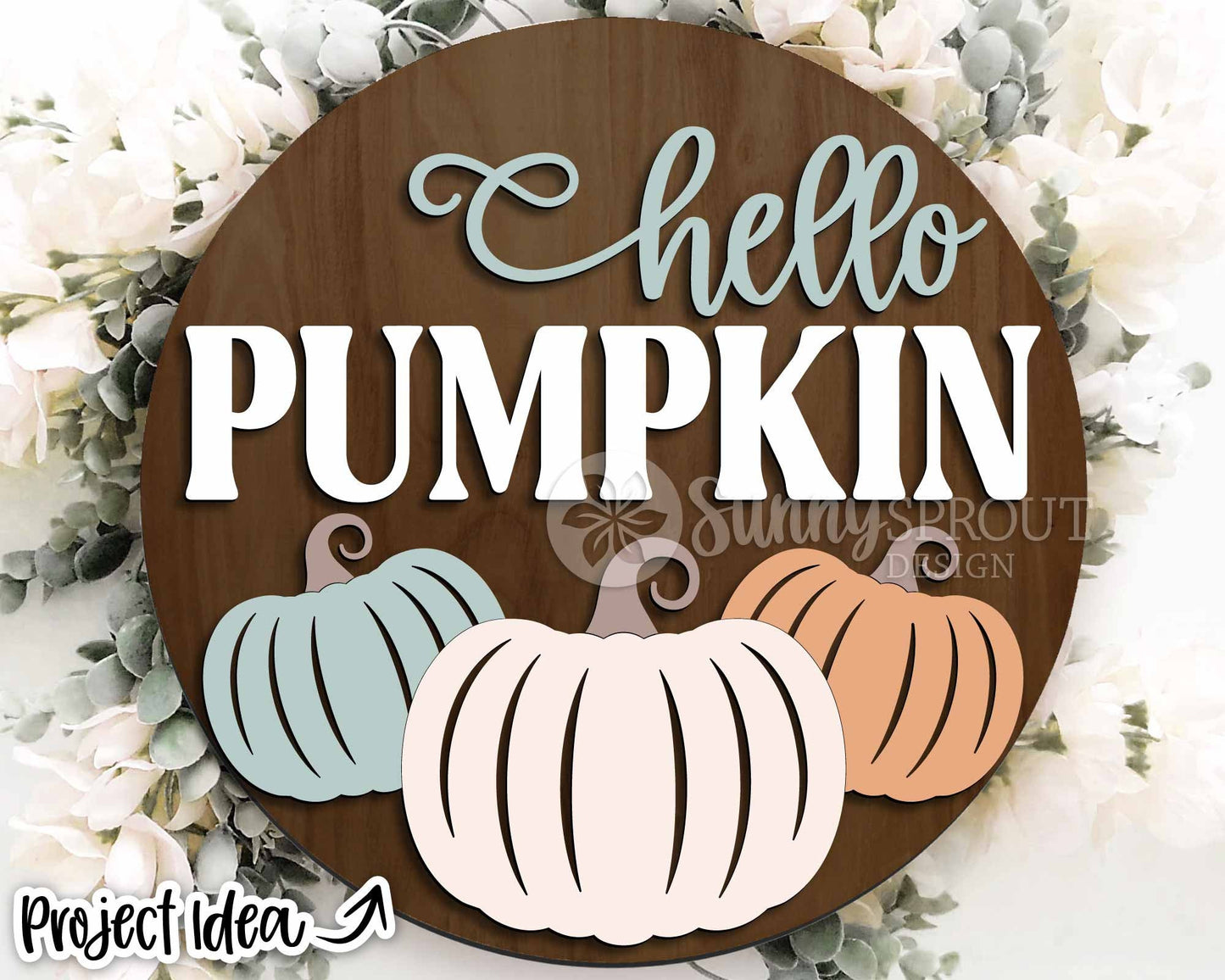 Fall Laser Sign Bundle 4, Round door hanger, Glowforge laser file, Cricut, Autumn welcome sign svg, Hello Fall pumpkin svg