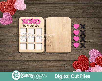 XOXO Tic Tac Toe Valentine's Day Card, Digital Download, Svg Laser Cut File, Cricut, DIY Craft for Kids