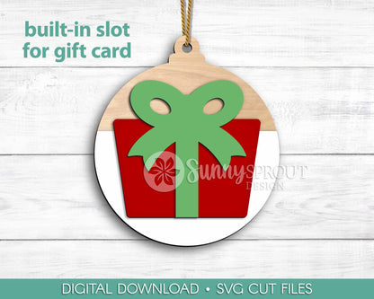 Gift Card Holder Present Ornament, Digital download, SVG laser cut file, Cricut, Christmas design