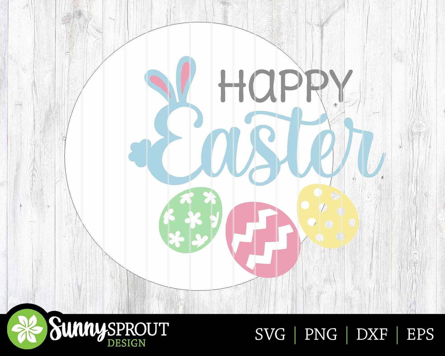 Happy Easter Bunny Eggs Sign, Digital download, SVG Laser cut file, Cricut, Round door hanger design, Spring Easter decor