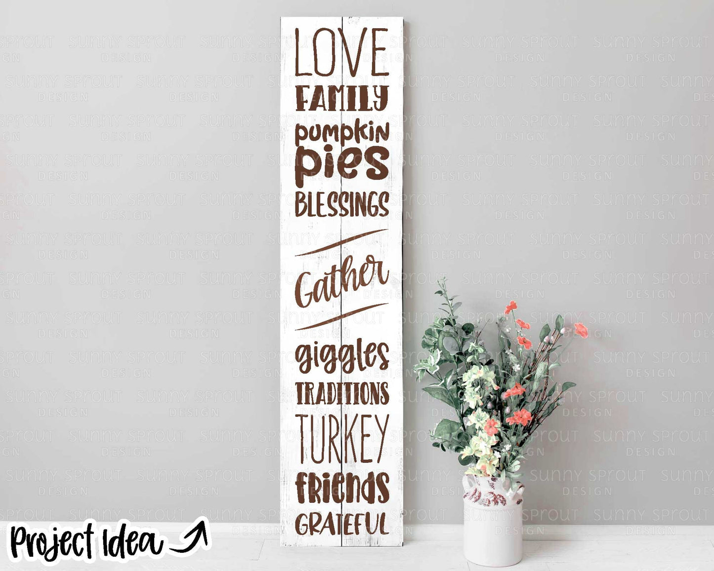 Gather Thanksgiving Things Sign, Digital Download, Cricut cut file, Silhouette, Fall words door sign, Thanksgiving porch leaner design