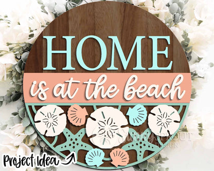 Beach Theme Sign Bundle 2, Round door hanger svg, Glowforge laser file, Cricut, Front door welcome sign, Ocean decor svg
