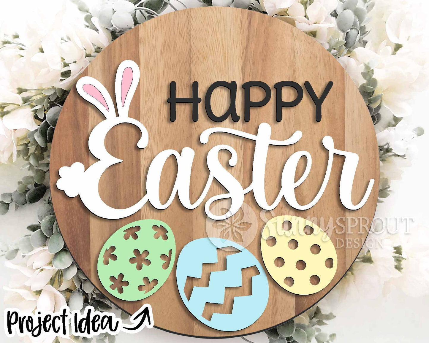 Easter Sign Bundle 1, Round door hanger svg, Glowforge laser file, Cricut cut file, Spring welcome sign svg, Easter bunny