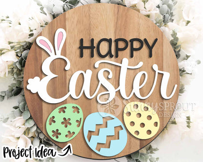 Easter Sign Bundle 1, Round door hanger svg, Glowforge laser file, Cricut cut file, Spring welcome sign svg, Easter bunny