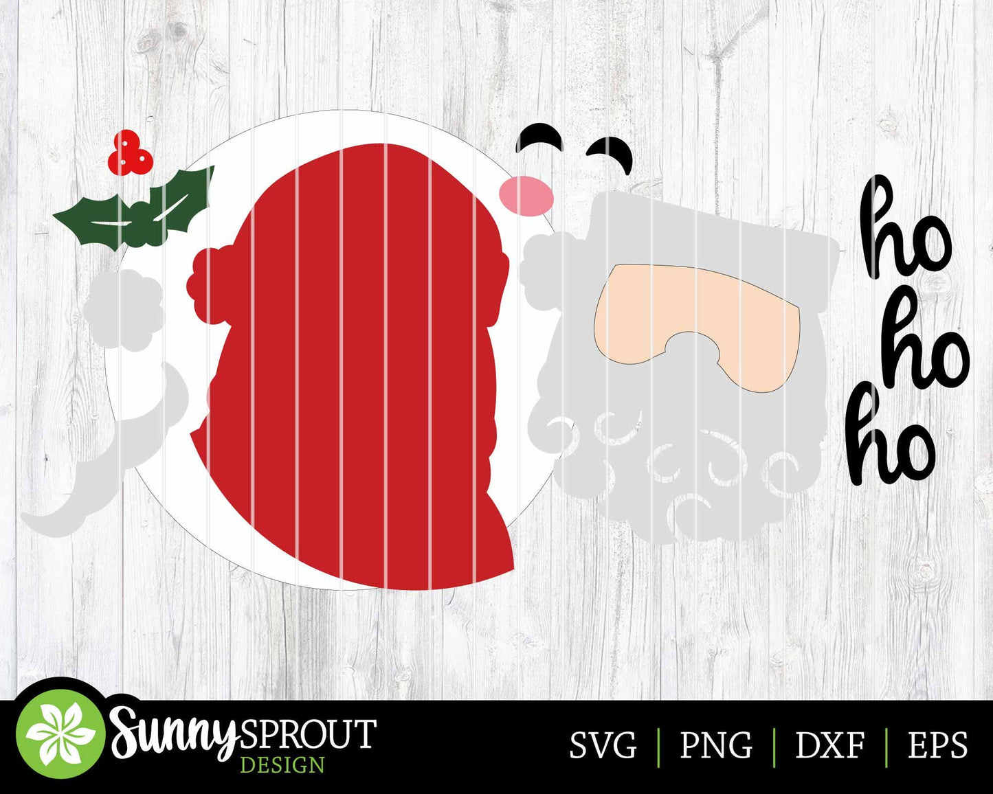 Ho Ho Ho Santa Face Sign, Digital Download, SVG Laser Cut File, Cricut, Round Door Hanger Design, Christmas Decor