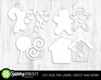 Christmas Sweet Treat Candy Ornament Bundle, Digital download, SVG laser cut file, Cricut, Christmas design