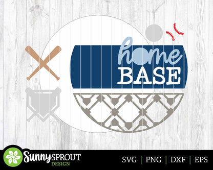 Home Base Baseball Softball Sign, Digital Download, SVG Laser Cut File, Cricut, Round Door Hanger Design, Sports Decor