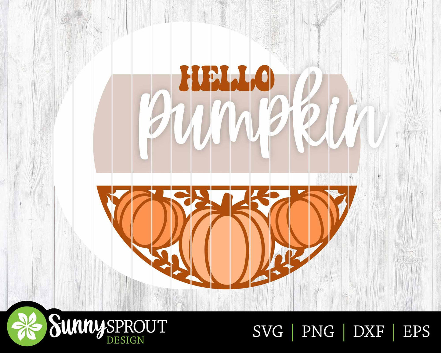 Hello Pumpkin Bottom Pattern Sign, Digital Download, SVG Laser Cut File, Cricut, Round Fall Door Hanger Design
