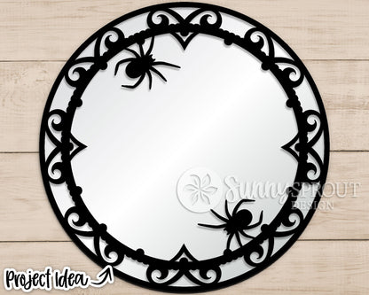 Boo Spider Frame Sign, Digital Download, SVG Laser Cut File, Cricut, Round Halloween Door Hanger Design