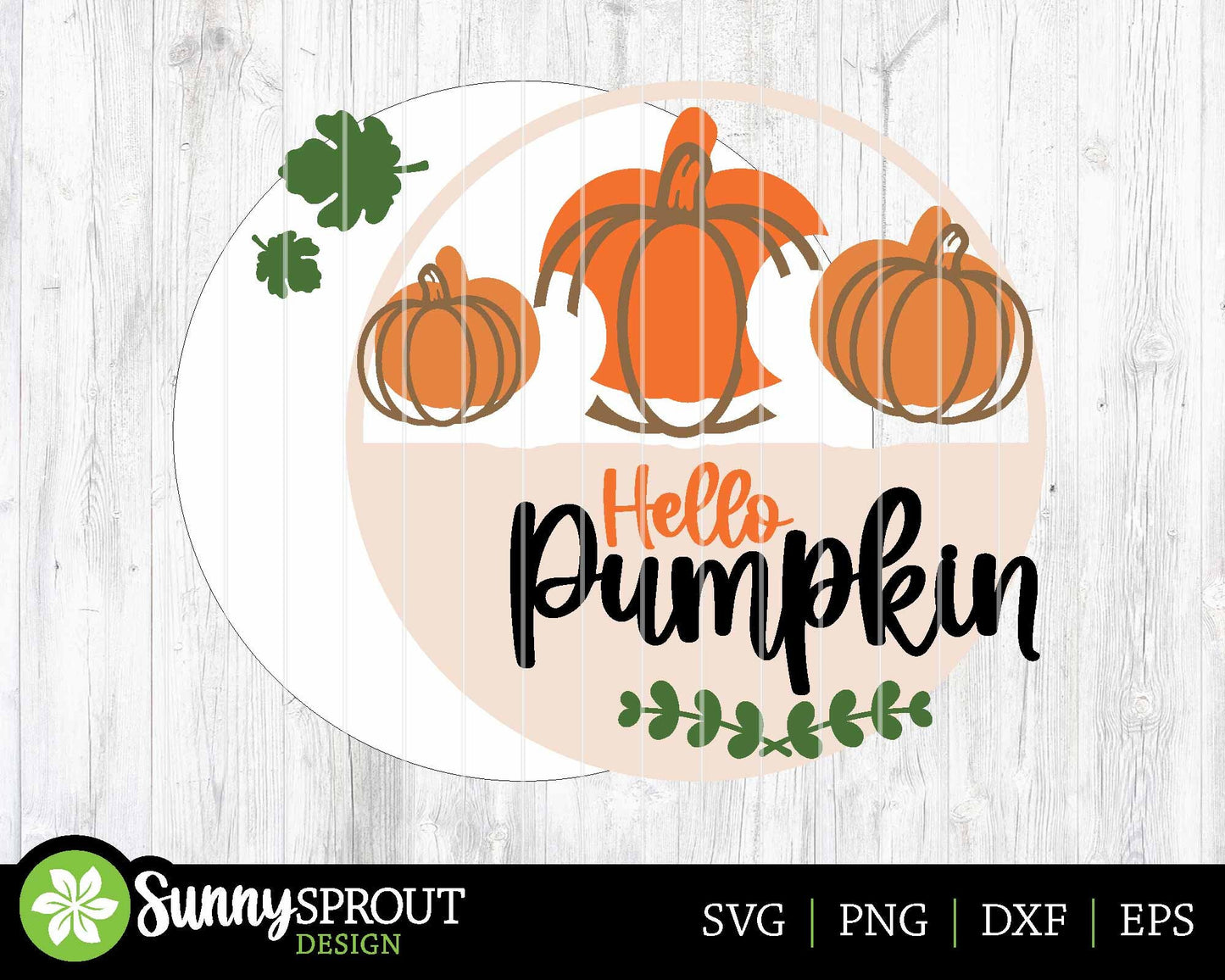 Hello Pumpkin Three Pumpkins Sign, Digital Download, SVG Laser Cut File, Cricut, Round Fall Door Hanger Design