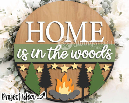 Camping Laser Sign Bundle 2, Round door hanger svg, Glowforge laser file, Cricut, Front door welcome sign, Summer decor