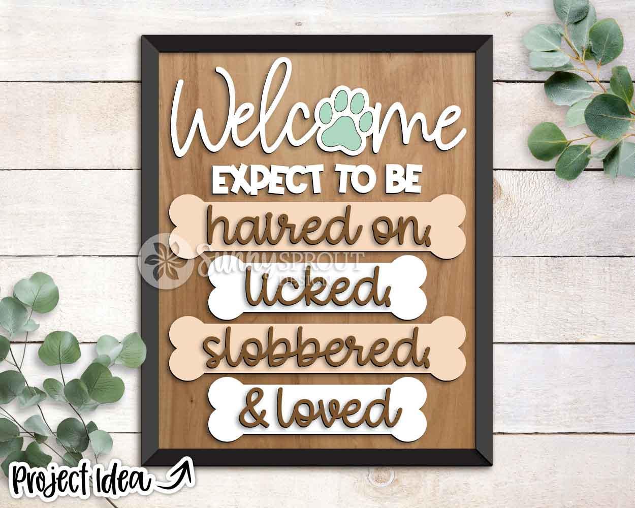 Welcome Dog Bone Loved Sign, Digital download, SVG Laser cut file, Cricut, Door hanger wall art design, Dog pet animal shelf sitter
