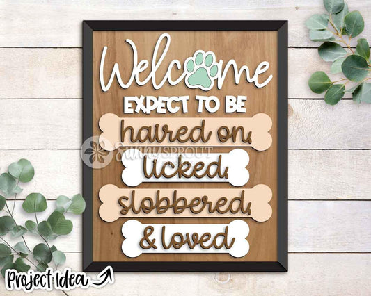 Welcome Dog Bone Loved Sign, Digital download, SVG Laser cut file, Cricut, Door hanger wall art design, Dog pet animal shelf sitter