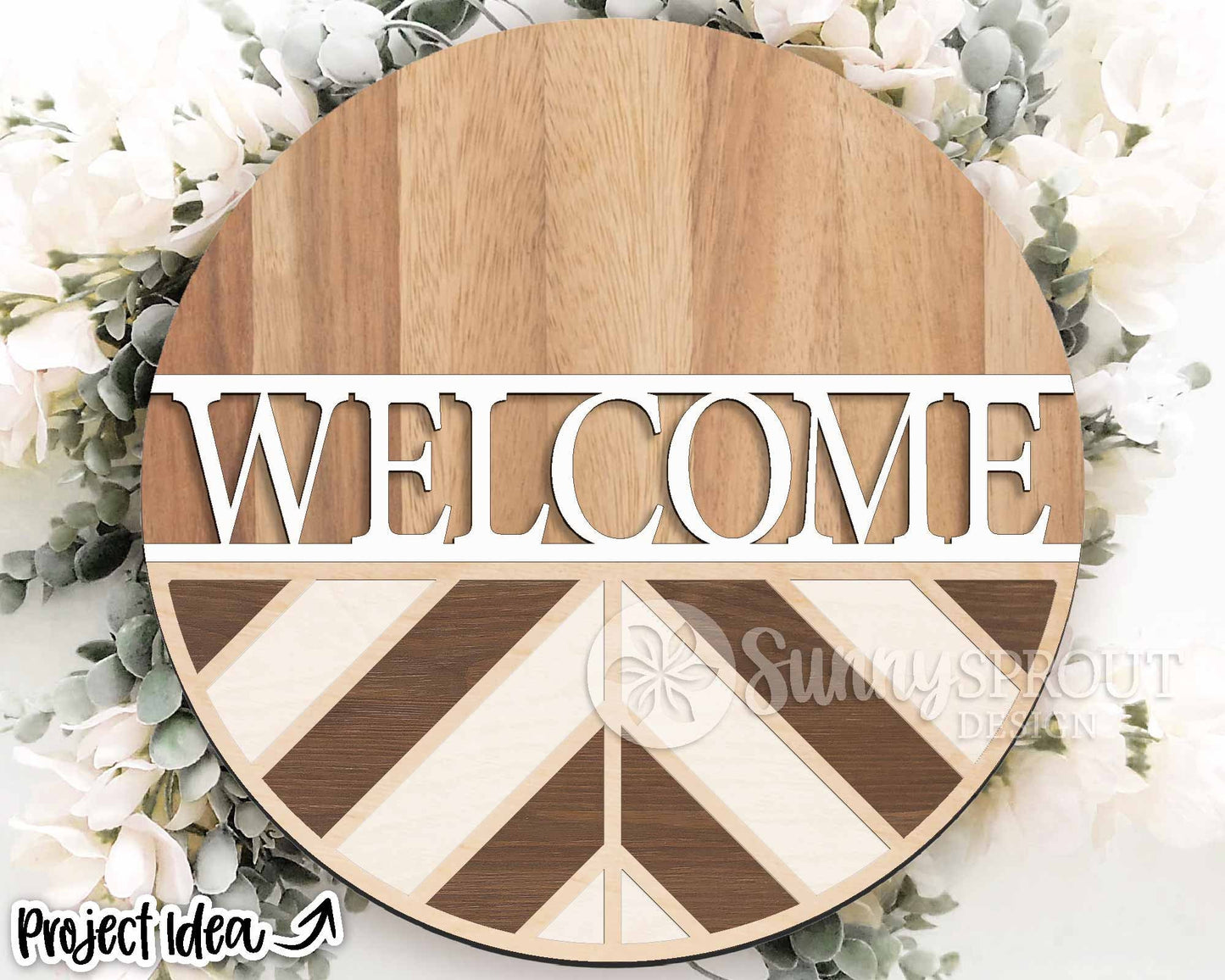 Chevron Geometric Welcome Sign, Digital Download, SVG Laser Cut File, Cricut, Modern Farmhouse Round Door Hanger Design