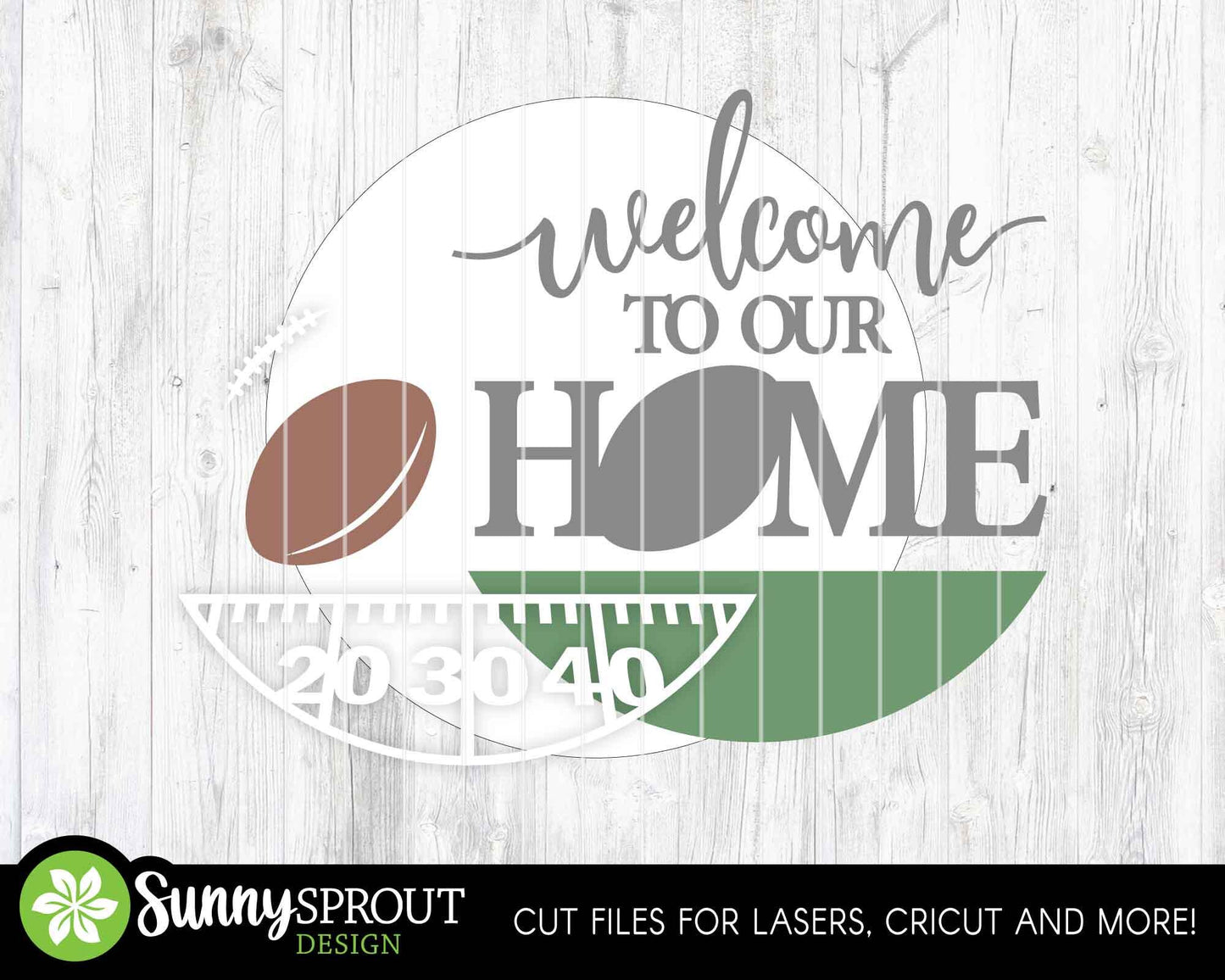 Welcome To Our Home Football Sign, Digital Download, SVG Laser Cut File, Cricut, Round Door Hanger Design, Sports Decor