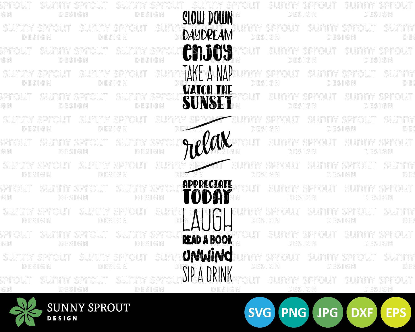 Relax Word Art Porch Sign, Digital Download, Cricut SVG Cut File, Summer Patio Vertical Porch Leaner Design