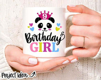 Birthday Girl Panda SVG, Digital Download, Cricut SVG Cut File, Silhouette, Girl Party Shirt Design