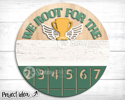 We Root For The Track Team Sign, Digital Download, SVG Laser Cut File, Cricut, Round Door Hanger Design, Personalized Sports Decor