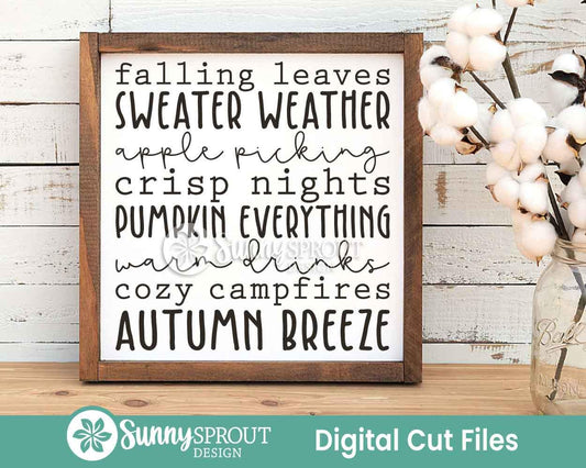 Fall Word Art SVG, Digital Download, Cricut SVG Cut File, Silhouette, Autumn Sign, Shirt, Mug Design