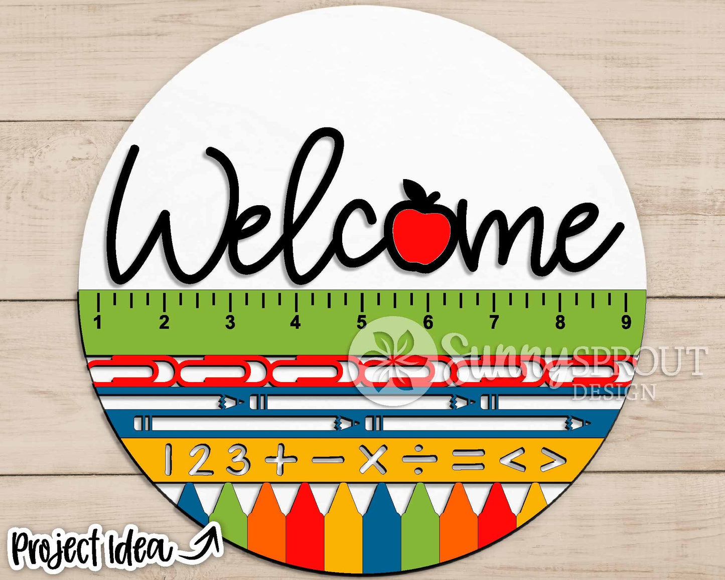 Classroom Welcome Sign, Digital download, SVG Laser cut file, Cricut, Round door hanger design, School classroom teacher decor