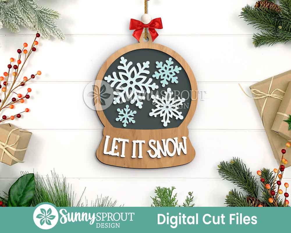 Snow Globe Christmas Ornament Bundle, Digital download, SVG laser cut file, Cricut