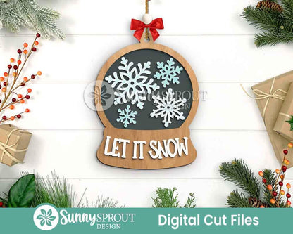 Snow Globe Christmas Ornament Bundle, Digital download, SVG laser cut file, Cricut