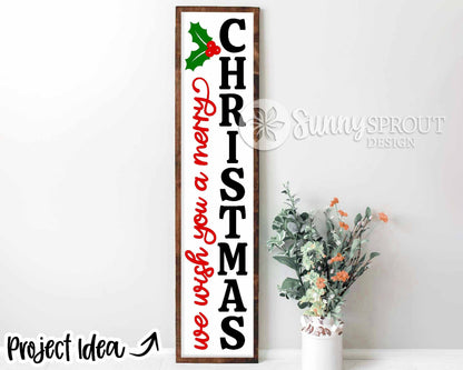 Wish You a Merry Christmas Porch Sign, Digital download, Cricut SVG cut file, Silhouette, Holiday door leaner design
