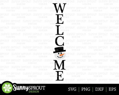 Welcome Snowman Porch Sign; Digital Download | Print File, Cricut, Silhouette Cut File | Winter Front Door Sign Design | svg png dxf eps