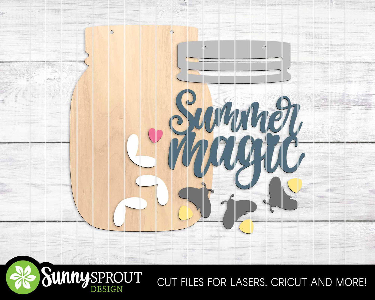 Summer Magic Firefly Mason Jar Sign, Digital Download, SVG Laser Cut File, Cricut, Door Hanger Wall Decor Design
