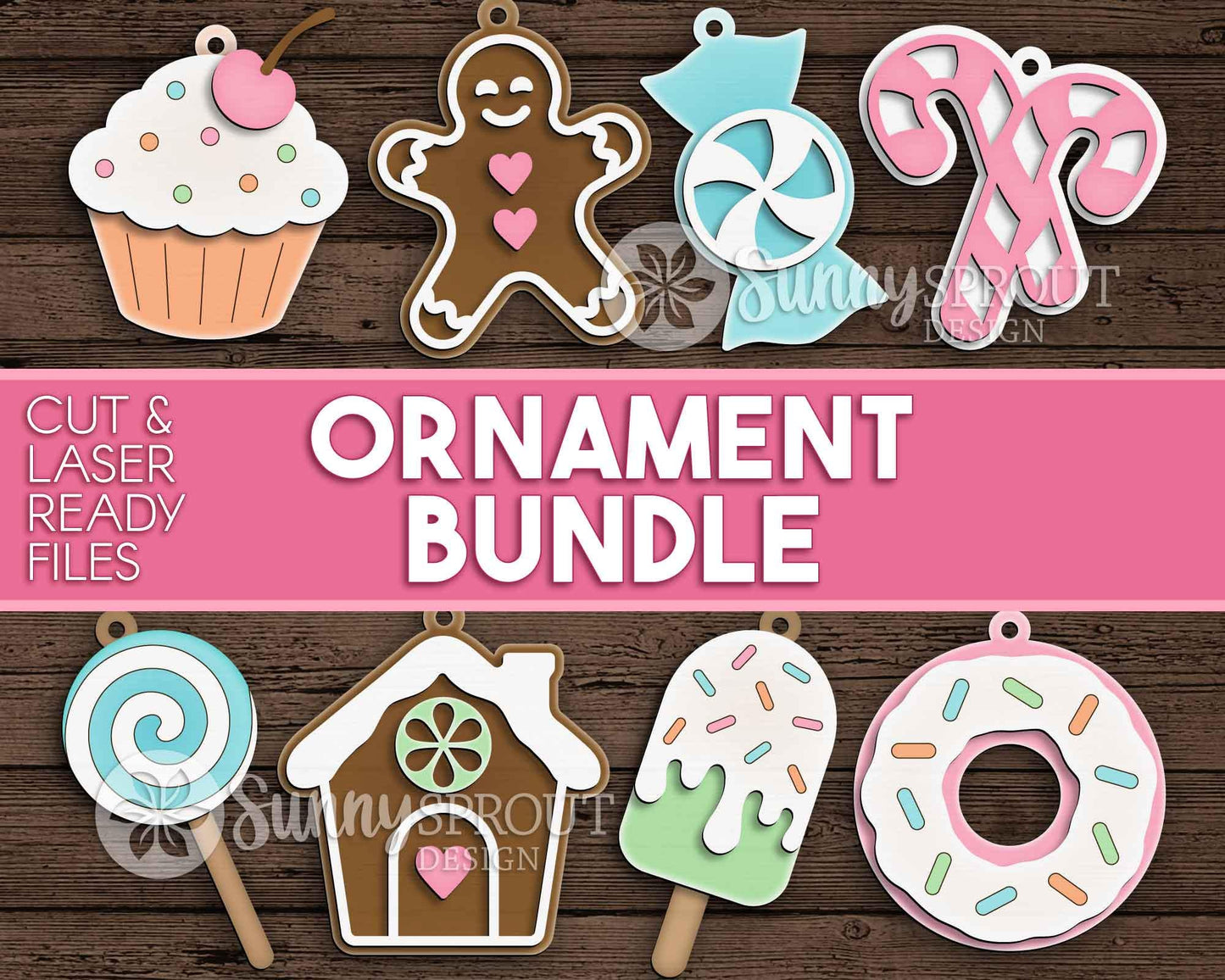 Christmas Sweet Treat Candy Ornament Bundle, Digital download, SVG laser cut file, Cricut, Christmas design