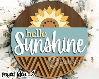 Sunflowers Laser Sign Bundle, Round door hanger svg, Glowforge laser file, Cricut cut file, Floral welcome sign svg