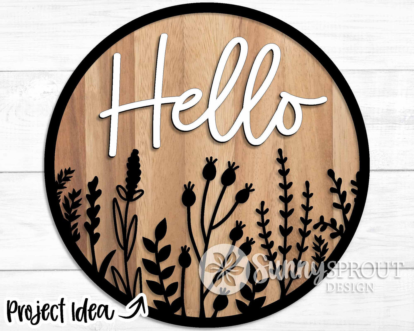 Floral Welcome Laser Sign Bundle, Round door hanger svg, Glowforge laser file, Cricut cut file, Front door sign svg