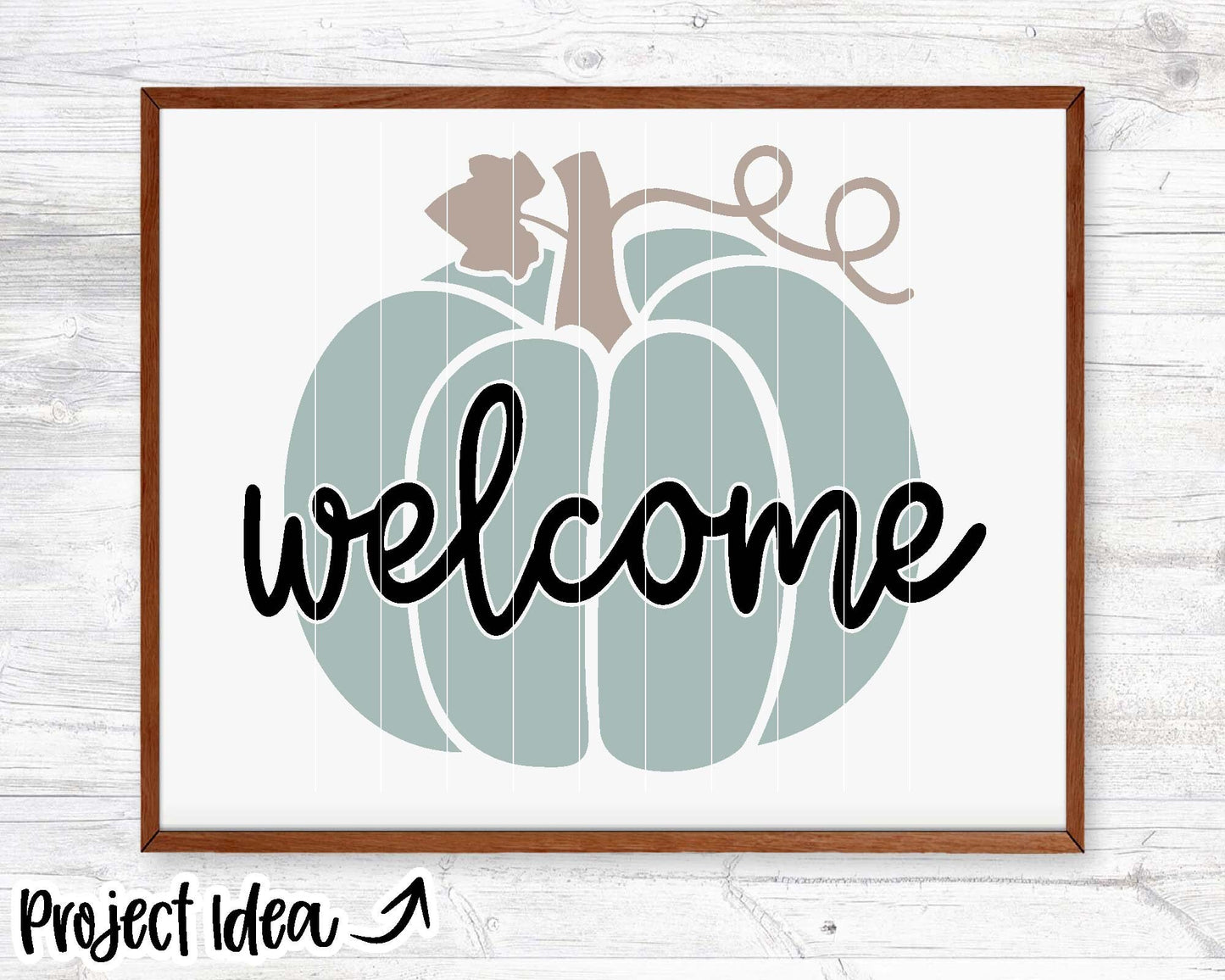 Welcome Pumpkin Sign, Digital Download, Cricut SVG Cut File, Silhouette, Round Fall Door Hanger Design