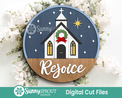 Nativity Laser Sign Bundle, Round door hanger, Glowforge laser cut file, Holiday welcome sign svg, Religious decor svg