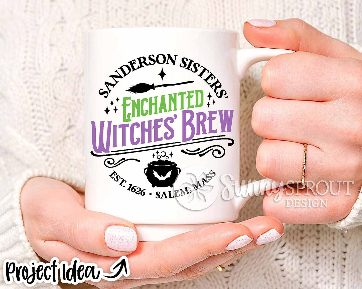 Sanderson Sisters Enchanted Witches Brew SVG, Cricut cut file, Silhouette, Round door sign design, Halloween decor