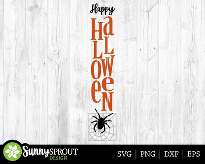 Happy Halloween Spiderweb Sign, Digital download, SVG Laser Cut File, Cricut, Fall vertical porch leaner design