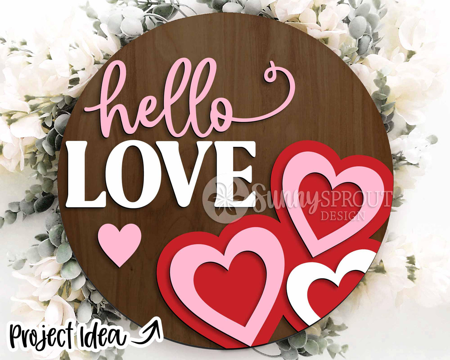 Valentine Laser Sign Bundle 4, Round door hanger, Glowforge laser file, Cricut, Heart welcome sign, Valentine's Day decor