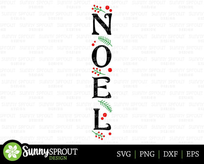 Noel Pine Berries Porch Sign, Digital download, Cricut SVG cut file, Silhouette, Christmas door leaner design