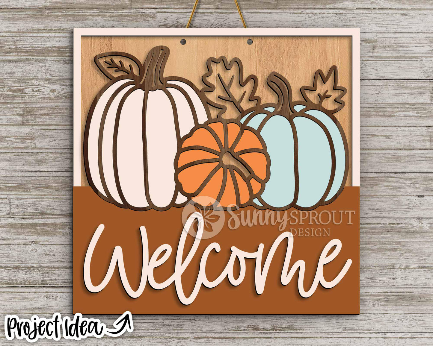 Welcome Fall Pumpkin Outline Sign, Digital Download, SVG Laser Cut File, Cricut, Square Fall Door Hanger Design