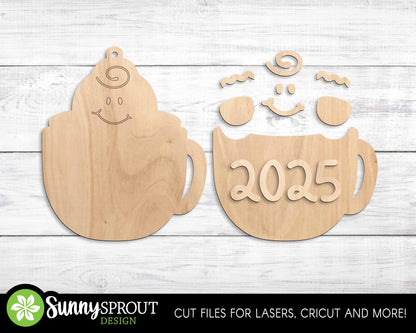 Peeking Gingerbread Mug Ornament, Digital download, SVG laser cut file, Cricut, Personalize Christmas design