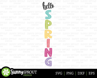 Hello Spring Porch Sign, Digital download, SVG Cricut cut file, Silhouette, Front door leaner design