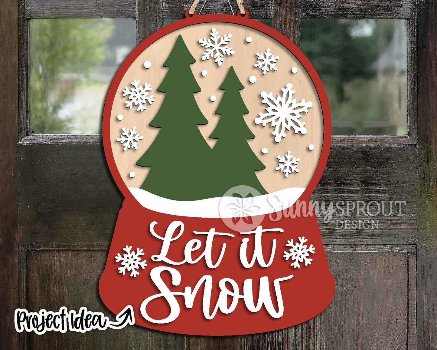Let It Snow Snow Globe Sign, Winter door hanger svg, Glowforge laser file, Cricut, Winter welcome sign, Snowflake decor
