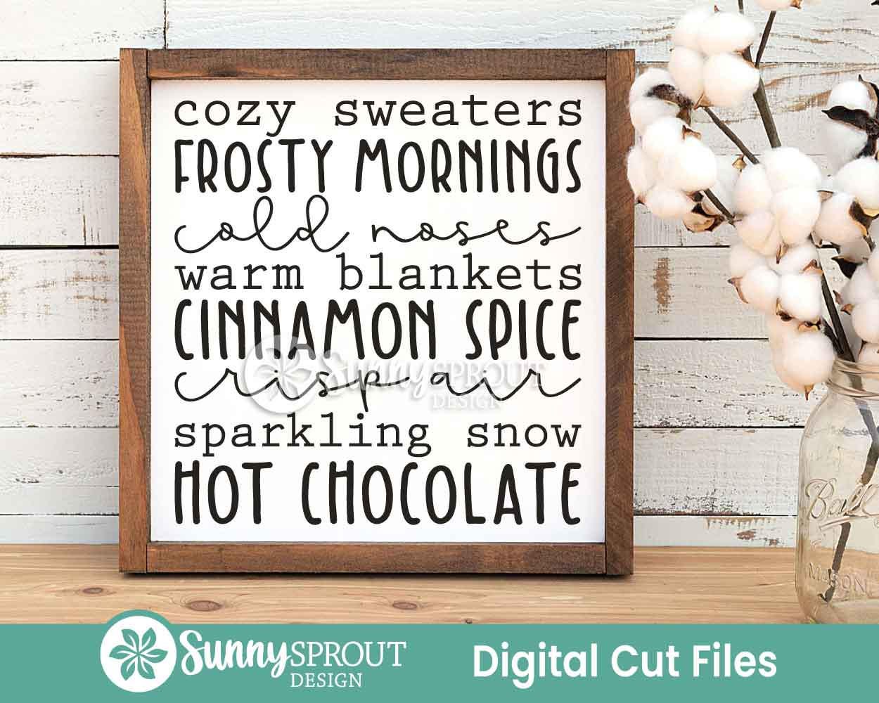 Winter Words SVG Cut File, Cricut cut file, Silhouette png, Winter craft file, Christmas sign svg, Shirt and mug design