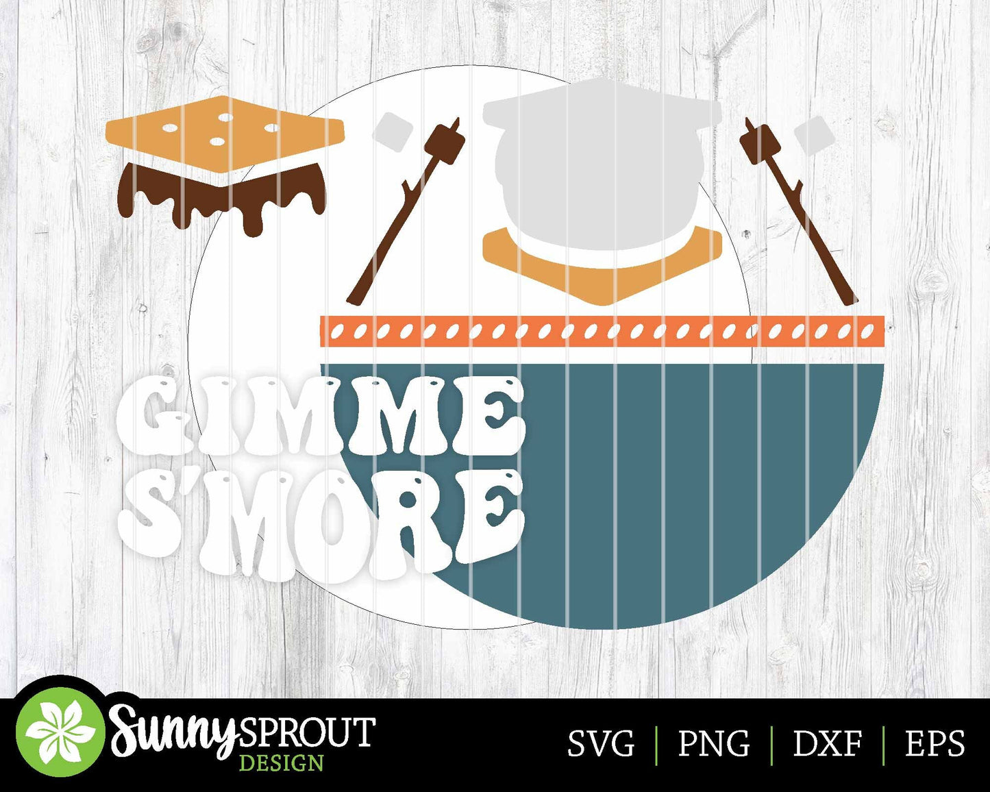 Gimme S'more Sign, Digital download, SVG Laser cut file, Cricut, Round door hanger design, Camping cabin campfire decor