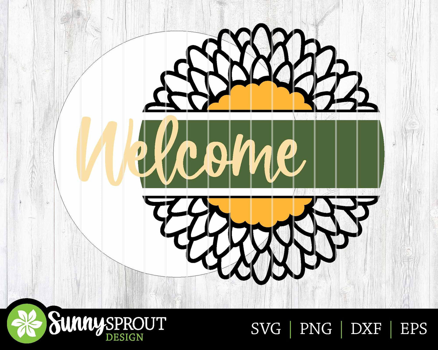 Welcome Round Sunflower Sign, Digital Download, SVG Laser Cut File, Cricut, Summer Fall Round Door Hanger Design