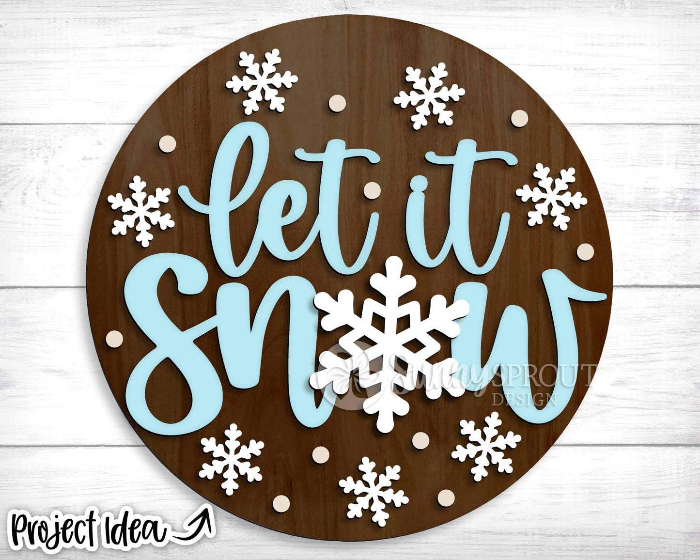 Let It Snow Snowflake Sign, Round door hanger svg, Christmas holiday sign, Glowforge laser cut file, Cricut, Winter decor