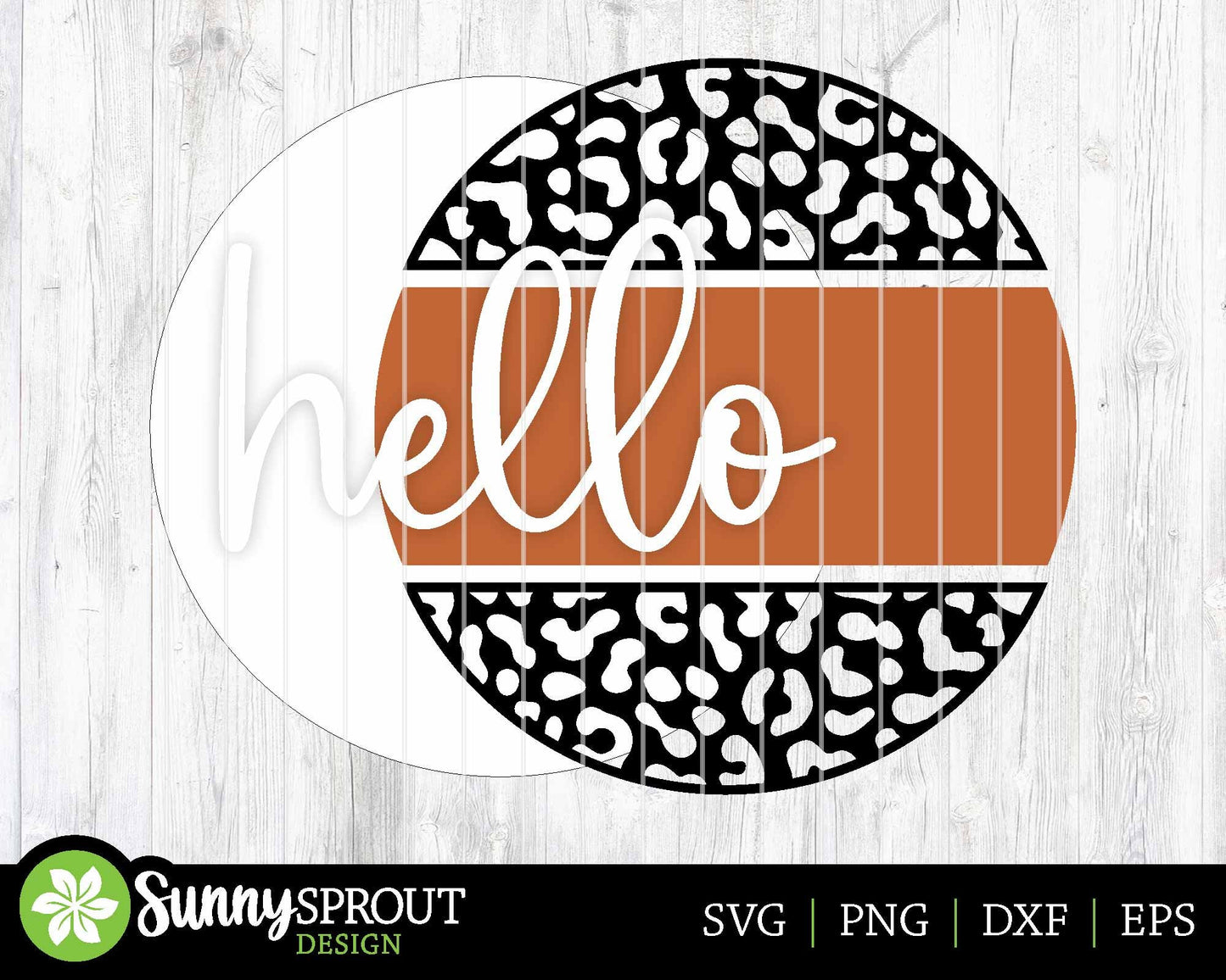 Hello Cheetah Print Sign, Digital Download, SVG Laser Cut File, Cricut, Animal Round Door Hanger Design