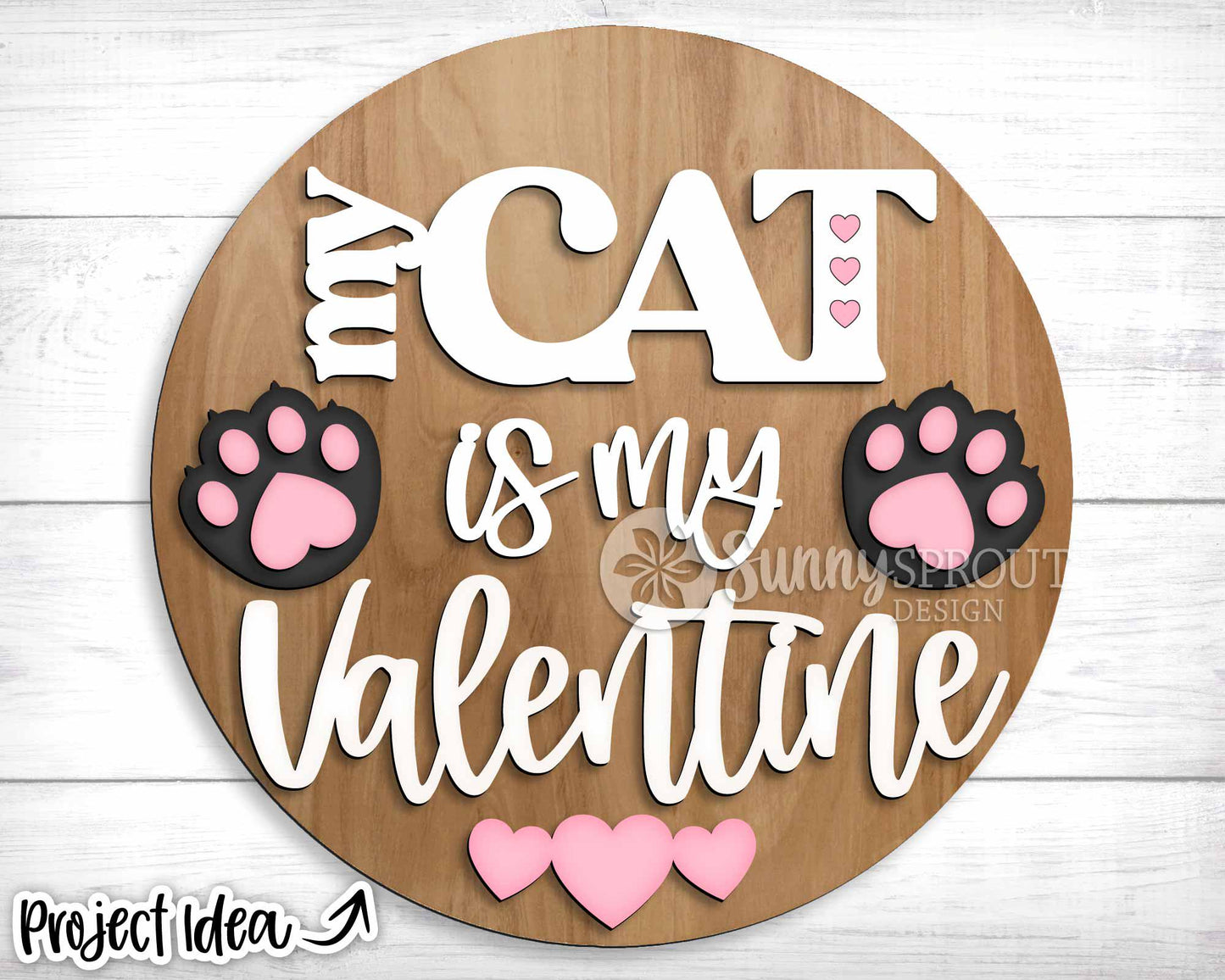 My Cat is My Valentine Sign, Digital Download, SVG Laser Cut File, Cricut, Round Door Hanger Design, Valentine's Day Pet Decor