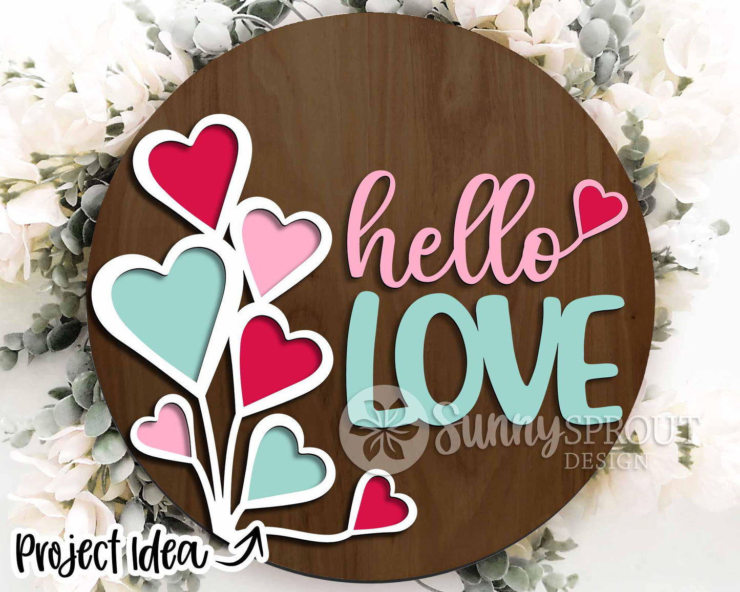 Valentine Laser Sign Bundle 5, Round door hanger, Glowforge laser file, Cricut, Heart welcome sign, Valentine's Day decor
