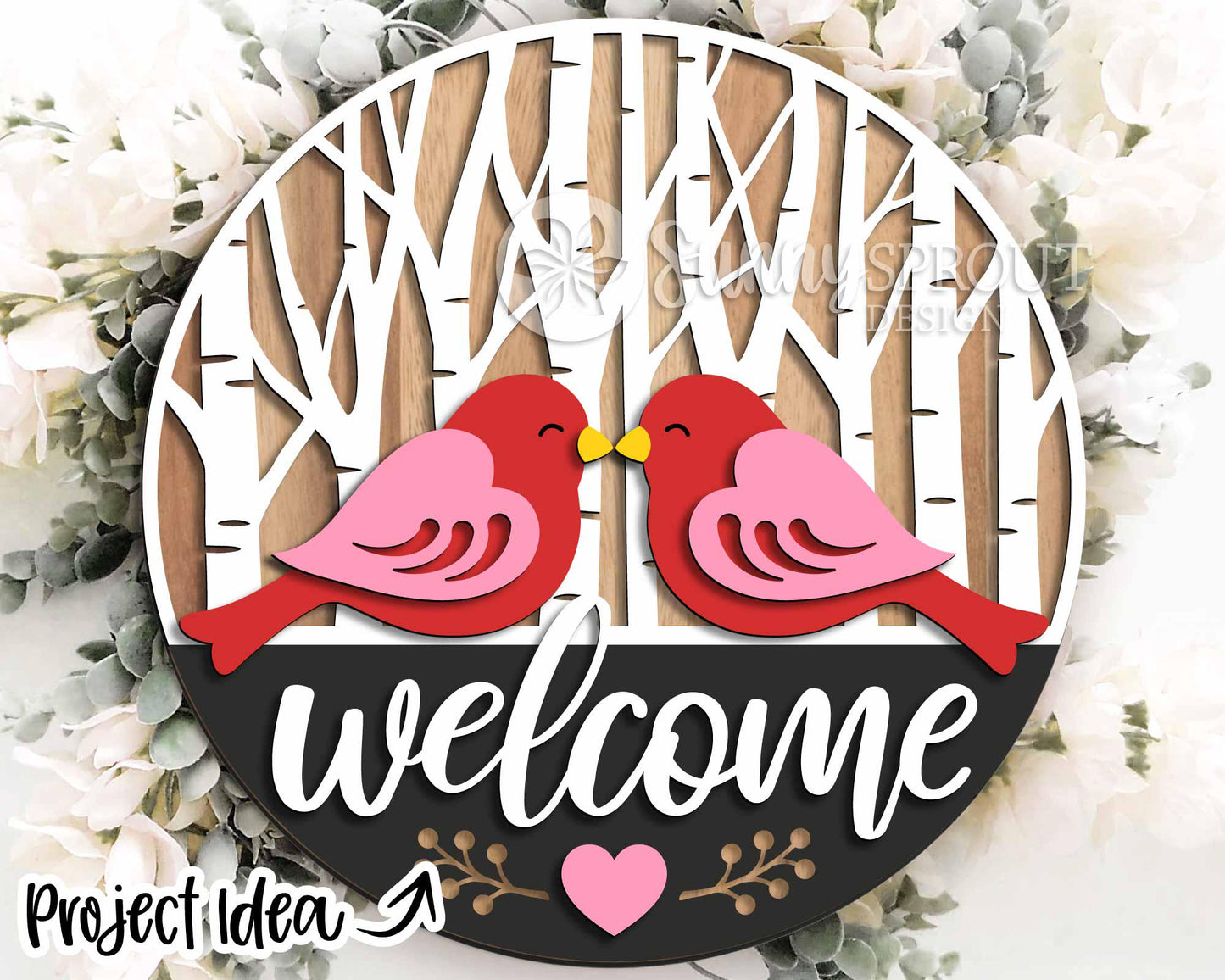 Valentine Laser Sign Bundle 5, Round door hanger, Glowforge laser file, Cricut, Heart welcome sign, Valentine's Day decor